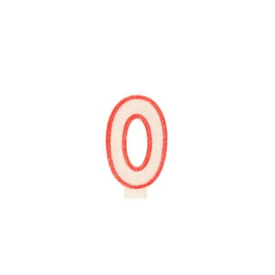 Taartkaarsje cijfer 0 rood/wit