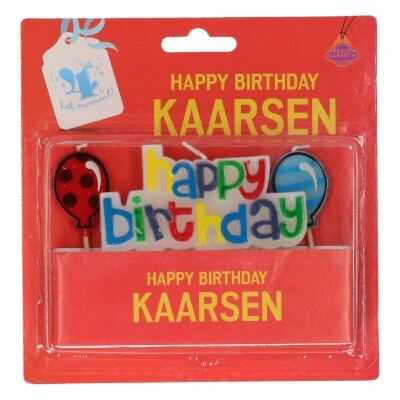 Taartkaarsjes Happy birthday meerkleurig