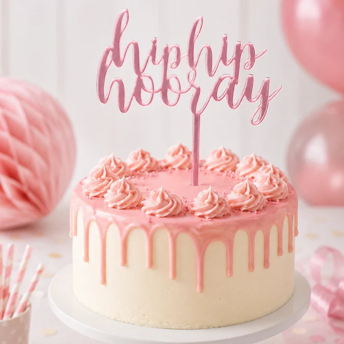 Taartprikker rosé-goud "Hip hip hooray"