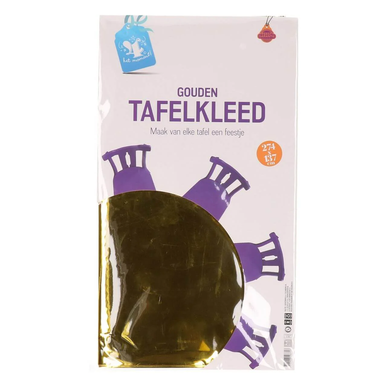 Tafelkleed folie goud 274cm x 137cm
