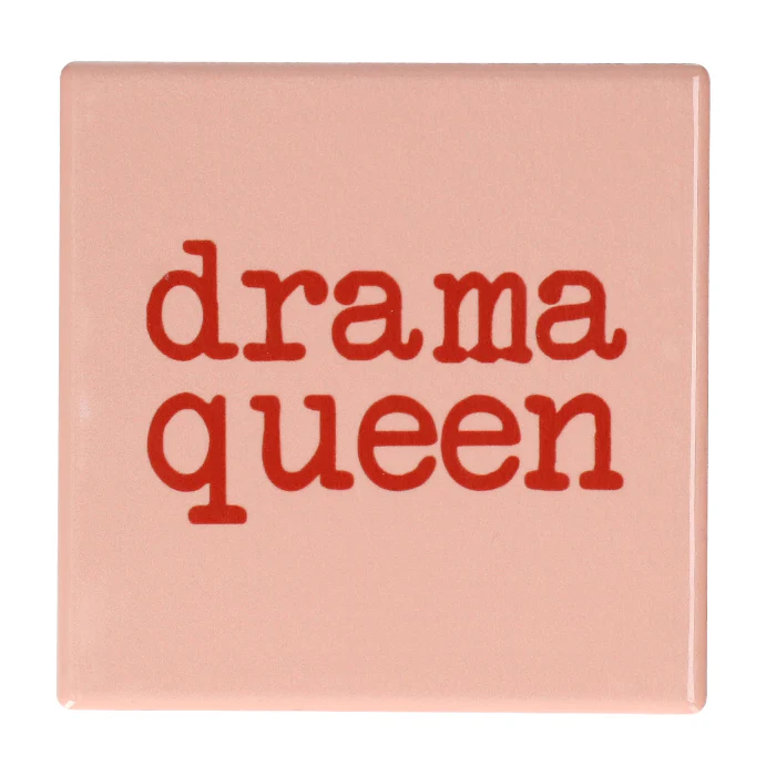 Tegeltje 'dramaqueen' - oranje met rood - 10x10 cm - Image 2