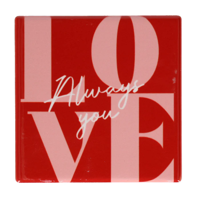 Tegeltje 'Love' - rood met roze - 10x10 cm - Image 2