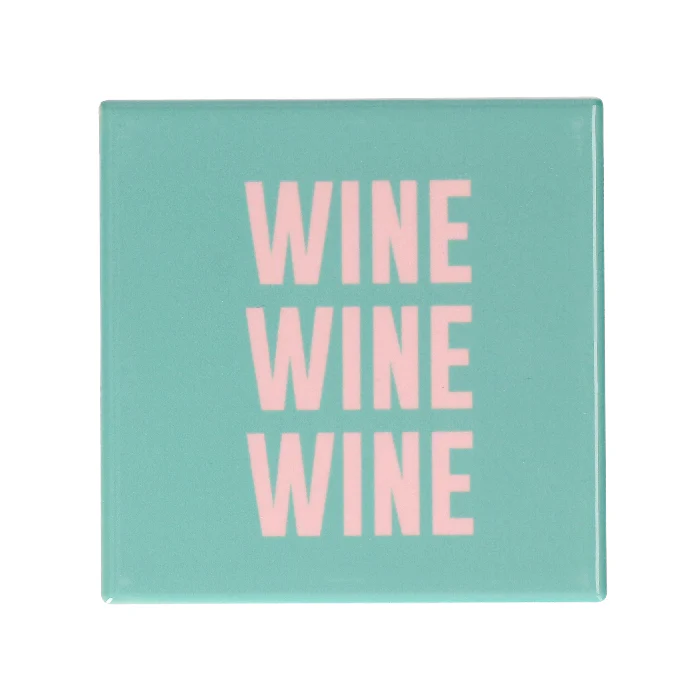 Tegeltje 'Wine' - groen met roze - 10x10 cm