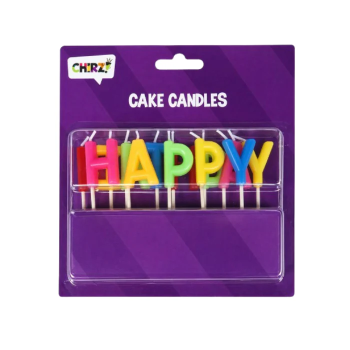 Verjaardagskaarsjes multikleur "happy birthday"