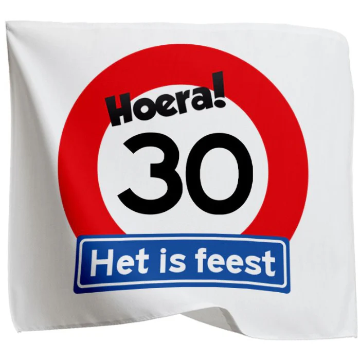 Vlag 30 jaar rood/wit 95 x 95cm