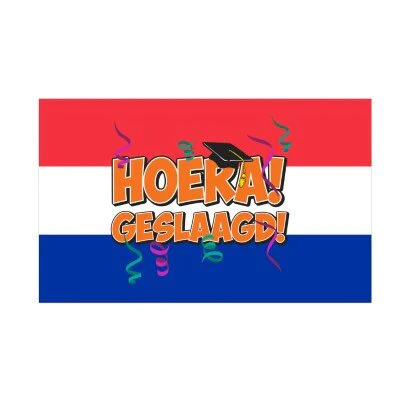 Vlag spandoek rood/wit/blauw geslaagd