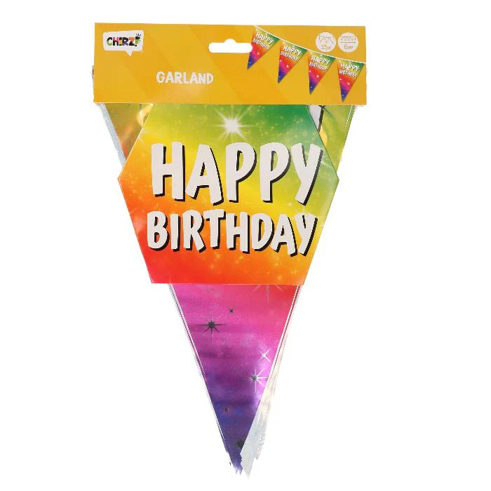 Vlaggenlijn folie Happy birthday 6m