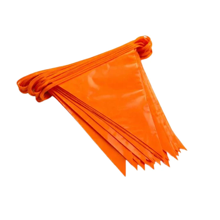 Vlaggenlijn oranje 25 meter 50 vlaggen
