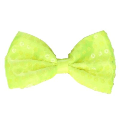 Vlinderdas pailletten neon geel