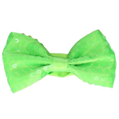 Vlinderdas pailletten neon groen