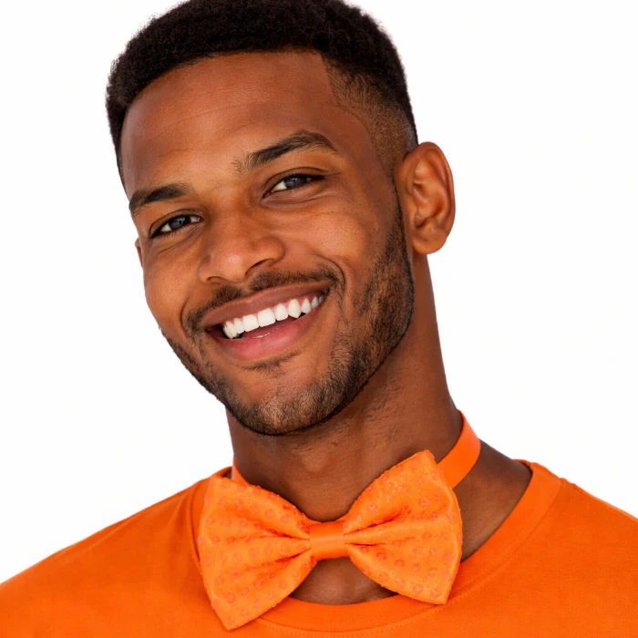 Vlinderdas pailletten neon oranje