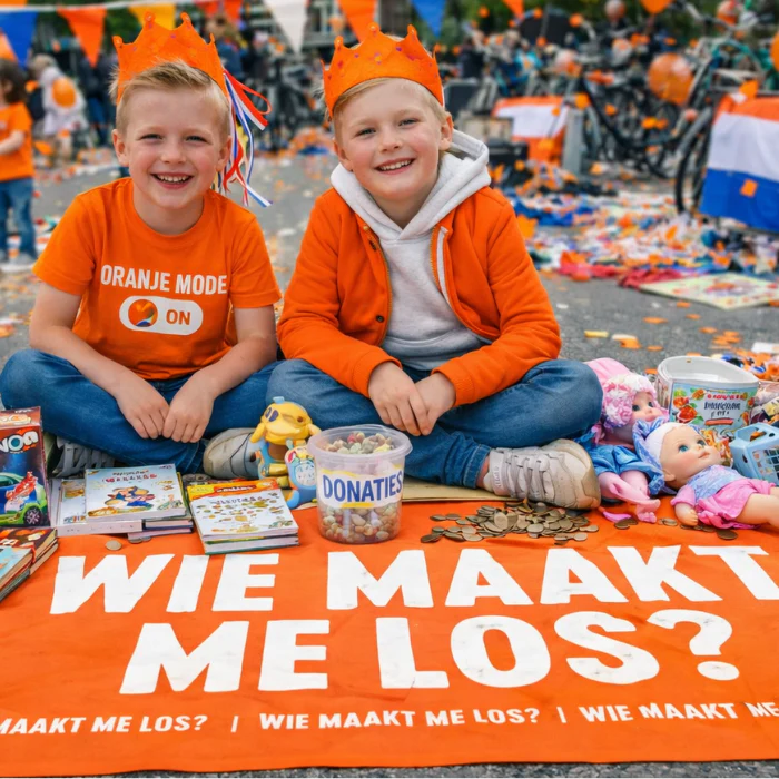Vrijmarkt kleed - Wie maakt me los? - 1x2 meter