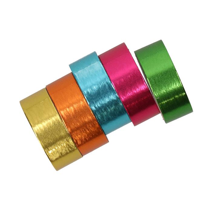Washitape metallic meerkleurig 5 rollen