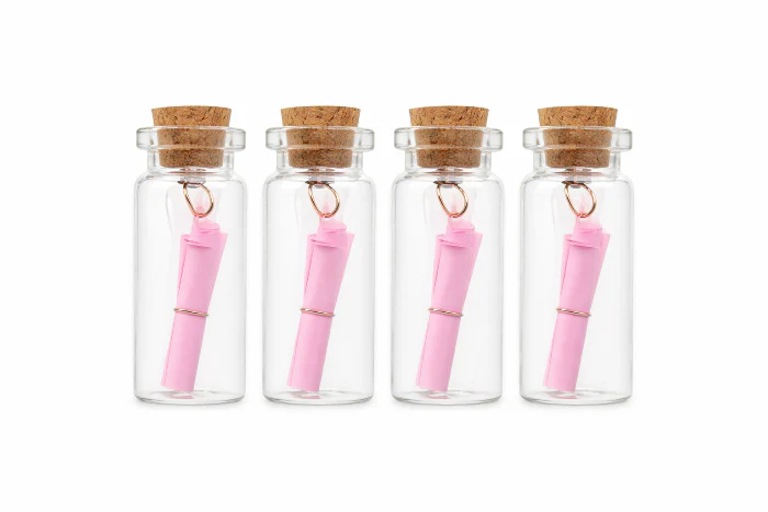 Wensflesjes Geboorte roze 4St